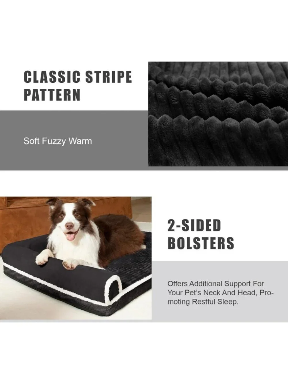 Large Orthopedic Dog Bed 36''x24'' Waterproof Bolster Non-Slip Soft Crate Mat